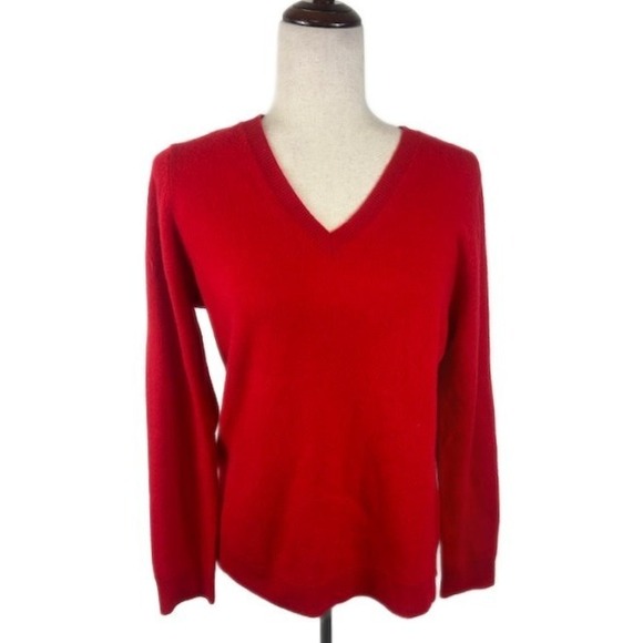New Charter Club Luxury Cashmere V-Neck Sweater Holiday Red Women's Size Large - Picture 1 of 4